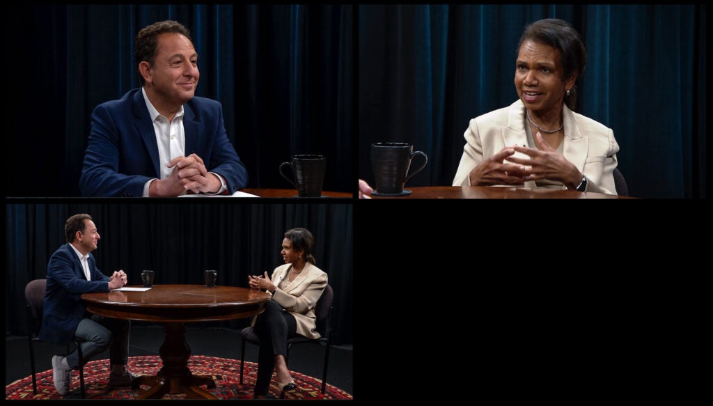 Studio A Interview with 2 people at a table